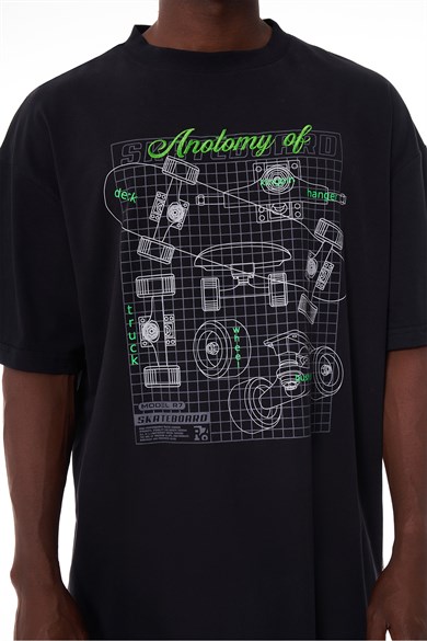 Anatomy of Skateboard Black T-shirt