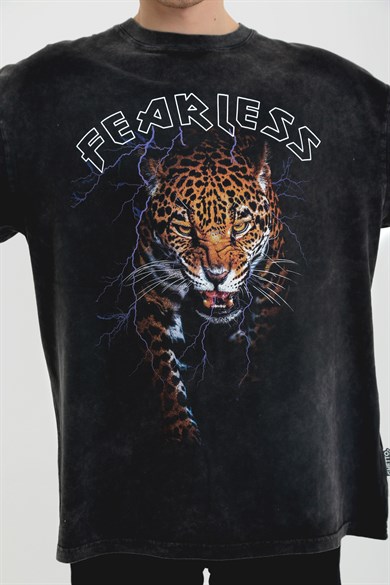 Ghetto Off Limits - Fearless Oversize Acid Wash T-shirt Anthracite