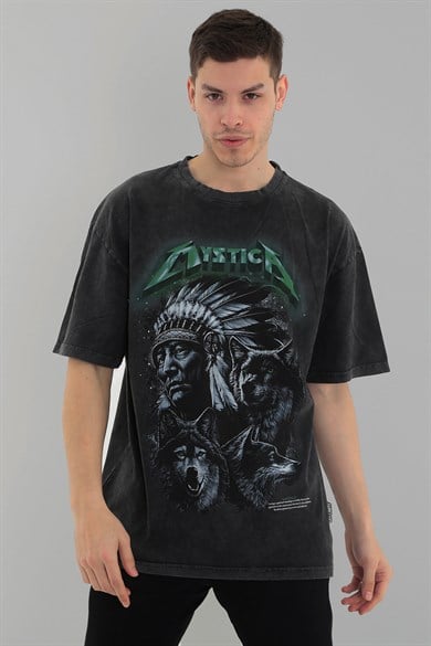 Ghetto Off Limits - Mystica Oversize Acid Wash T-shirt Anthracite