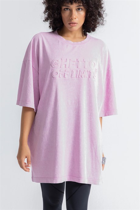 Ghetto Off Limits - Soft Pink Acid Wash Tee